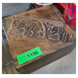 Wooden Box With Carved Elephant Design