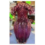 Fenton Cranberry Ruffled Glass Vase