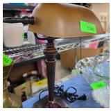 Bankerï¿½s Style Desk Lamp With Amber Shade
