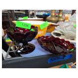 Two Ruby Red Glass Dishes