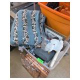 Plastic Bin with Assorted Household Items