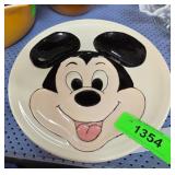 Vtg Hand-Painted Ceramic Mickey Mouse Plate