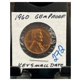1960 Lincoln Cent Gem Proof Key Small Date