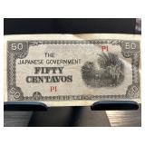 WWII Japanese Government 50 Centavos Note