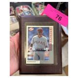 Juan Gonzalez Trading Card on Wooden Plaque