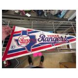 Texas Rangers Pennant with Hand-Signed Autograph
