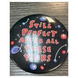 Round Button With Retro Typography Design