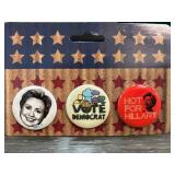 Three Hillary Clinton Campaign Buttons