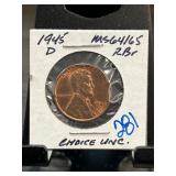 1945-D Lincoln Wheat Cent MS64/65 RB