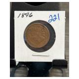 1896 Indian Head Cent in Cardboard Holder