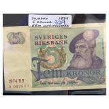 1974 Sveriges Riksbank 5 Kronor Note