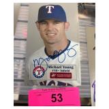 Signed Michael Young Texas Rangers Photo Card