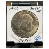 1972 Eisenhower Dollar T-3 Rev MS 63/64