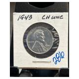 1943 Lincoln Steel Wheat Cent CH UNC