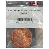 1 Oz Copper Round " 9Fine Mint (Buffalo)