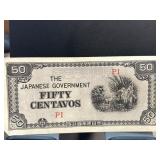 1940s Japanese Government 50 Centavos Note
