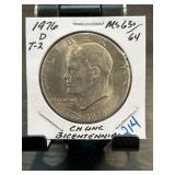 1976-D Type 2 Eisenhower Dollar MS63+/64