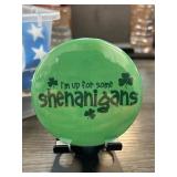 Green Round Button with Irish Theme