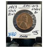1953-S/S/S Lincoln Wheat Cent RPM-013 Rare Coin