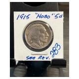 1915 Hobo Nickel with Detailed Carvings