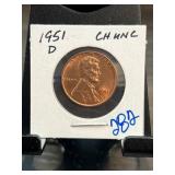 1951-D Lincoln Wheat Cent in CH UNC Condition