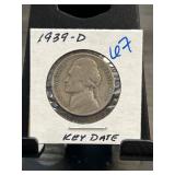 1939-D Jefferson Nickel Key Date Coin