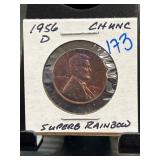 1956-D Lincoln Cent Rainbow Toning