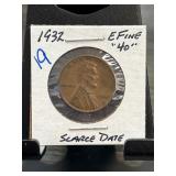 1932 Lincoln Wheat Cent, Extra Fine