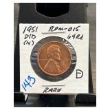 1951-D/D Lincoln Cent RPM-015 DDO 64RD