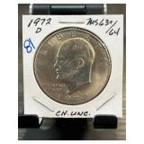 1972-D Eisenhower Dollar MS63+/64