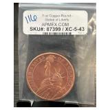 1 Oz Copper Round " Statue of Liberty Design