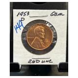 1953-D Lincoln Wheat Cent in Red Uncirculated Cond