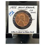 1955 Lincoln Cent With Mint Error