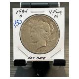 1934-S Peace Silver Dollar Key Date