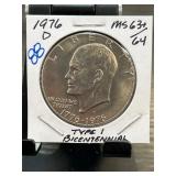 1976-D Type 1 Bicentennial Eisenhower Dollar