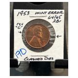 1953 Lincoln Wheat Penny Mint Error
