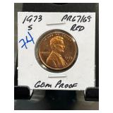 1973-S Lincoln Cent Gem Proof PR67RD