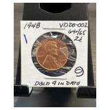 1948 Lincoln Wheat Cent Doubled Die Obverse