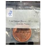 1 Oz Copper Round " Lincoln Penny Design