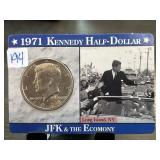 1971 Kennedy Half-Dollar With Display Card