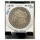 1879-S Morgan Silver Dollar AU50/55