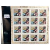 Sheet of District of Columbia Stamps