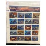Sheet of American Advances in Aviation Stamps