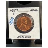 1957-D Lincoln Wheat Cent Gem Red Uncirculated
