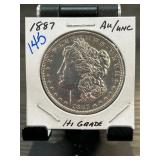 1887 Morgan Silver Dollar AU/UNC Condition