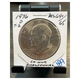1976-D Type 2 Eisenhower Dollar MS64-65