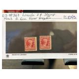 US #367 Lincoln 2 Cent Stamp Pair