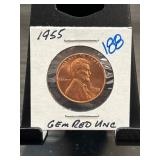 1955 Lincoln Wheat Cent Gem Red Unc