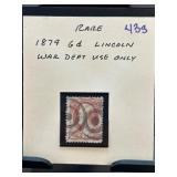 1879 6d Lincoln War Dept Stamp