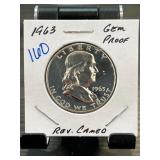 1963 Franklin Half Dollar Gem Proof Coin